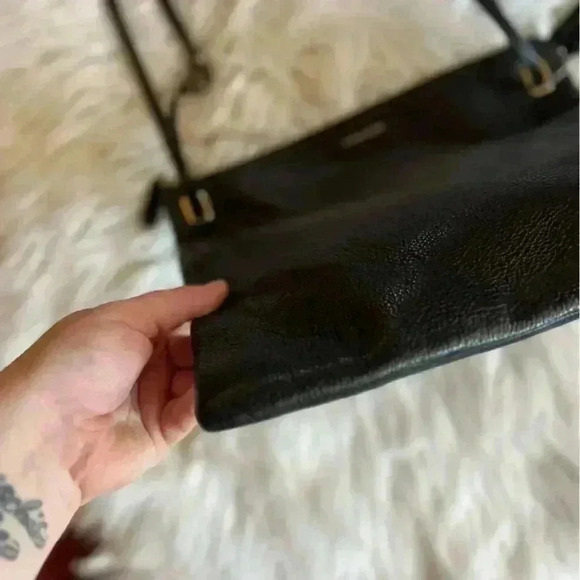 Coach Black Leather Crossbody Bag, Adjustable Strap, Zipper Pebbled Leather - Picture 7 of 13